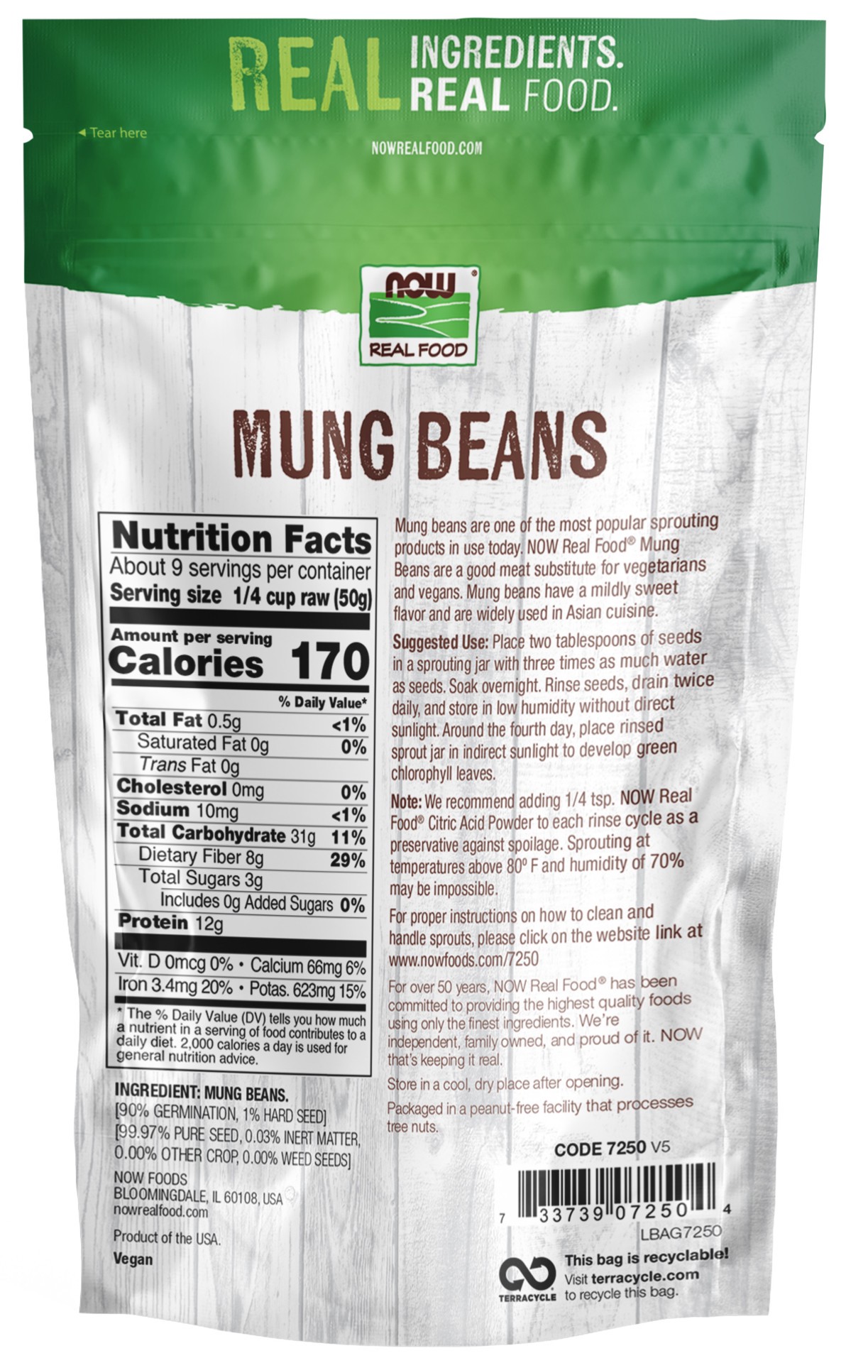 slide 3 of 3, NOW Real Food Mung Beans - 1lb, 16 oz