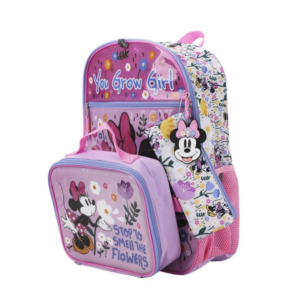 slide 7 of 10, Bioworld Minnie Mouse Backpack With Lunch Bag, Utility Case, Key Chain, Water Bottle And Carabiner, Multicolor, 1 ct