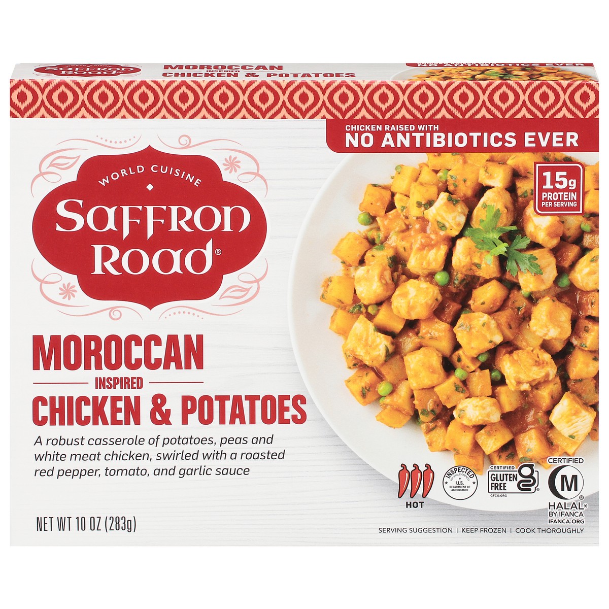 slide 14 of 14, Saffron Road Hot Spice Moroccan-Inspired Chicken & Potatoes 10 oz, 10 oz