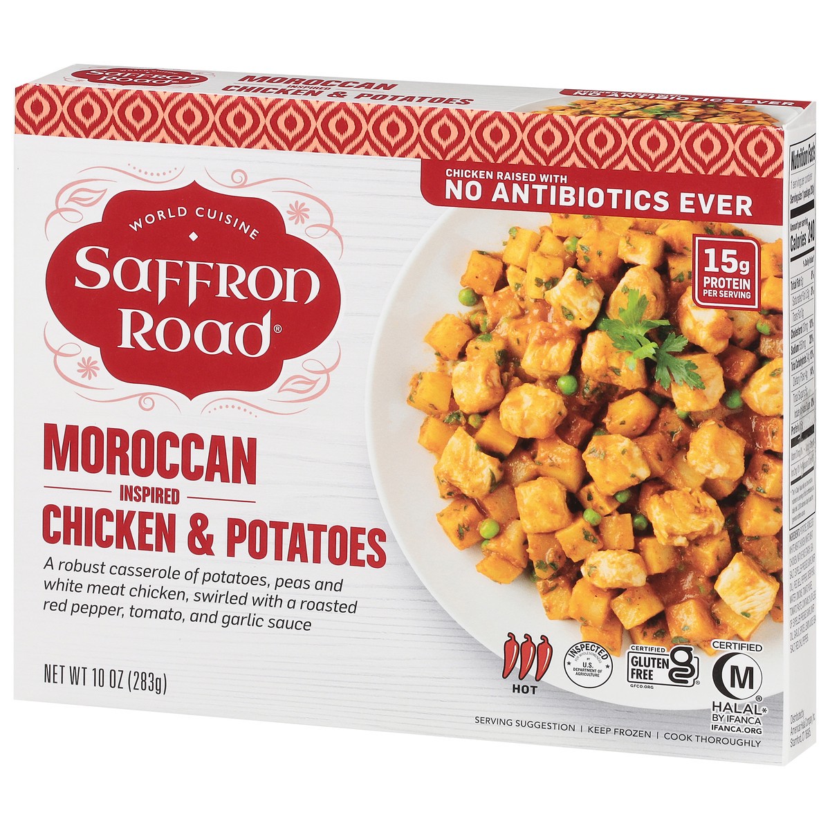 slide 7 of 14, Saffron Road Hot Spice Moroccan-Inspired Chicken & Potatoes 10 oz, 10 oz