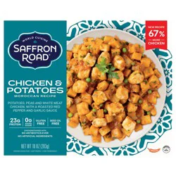 Saffron Road Frozen Moroccan Chicken and Potatoes – High Protein, Chickens Raised with No Antibiotics, No Artificial Ingredients, Gluten-Free - 10 oz