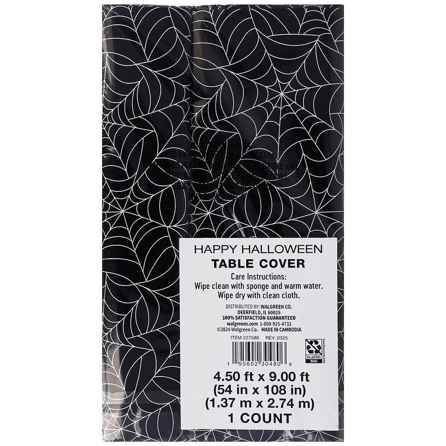 slide 3 of 5, Happy Halloween Table Cover Web, 1 ct