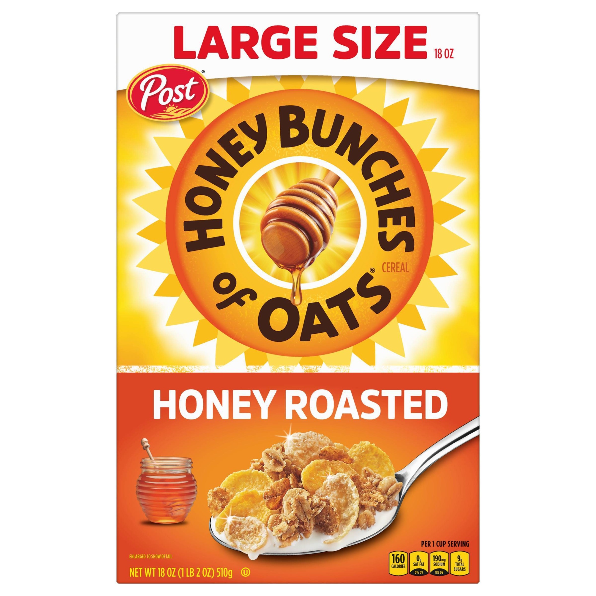 slide 1 of 8, Honey Bunches of Oats Crunchy Honey Roasted Cereal, 18 oz