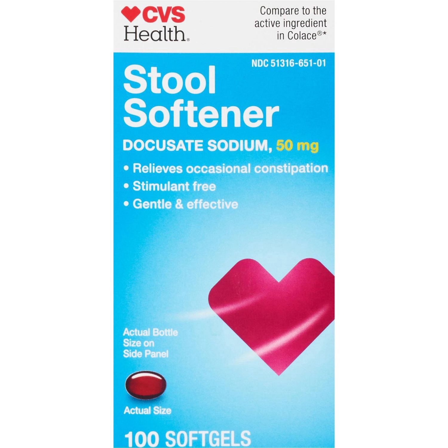 slide 1 of 1, Cvs Health Stool Softener 50 Mg Softgels, 100 Ct, 100 ct