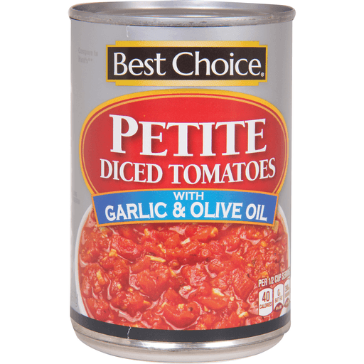 slide 1 of 1, Best Choice Petite Diced Tomatoes With Garlic & Olive Oil, 14.5 oz