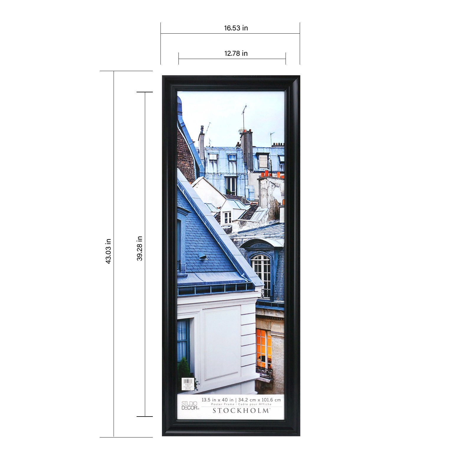 slide 3 of 7, Stockholm Black Poster Frame By Studio Decor, 13.5 in x 40 in
