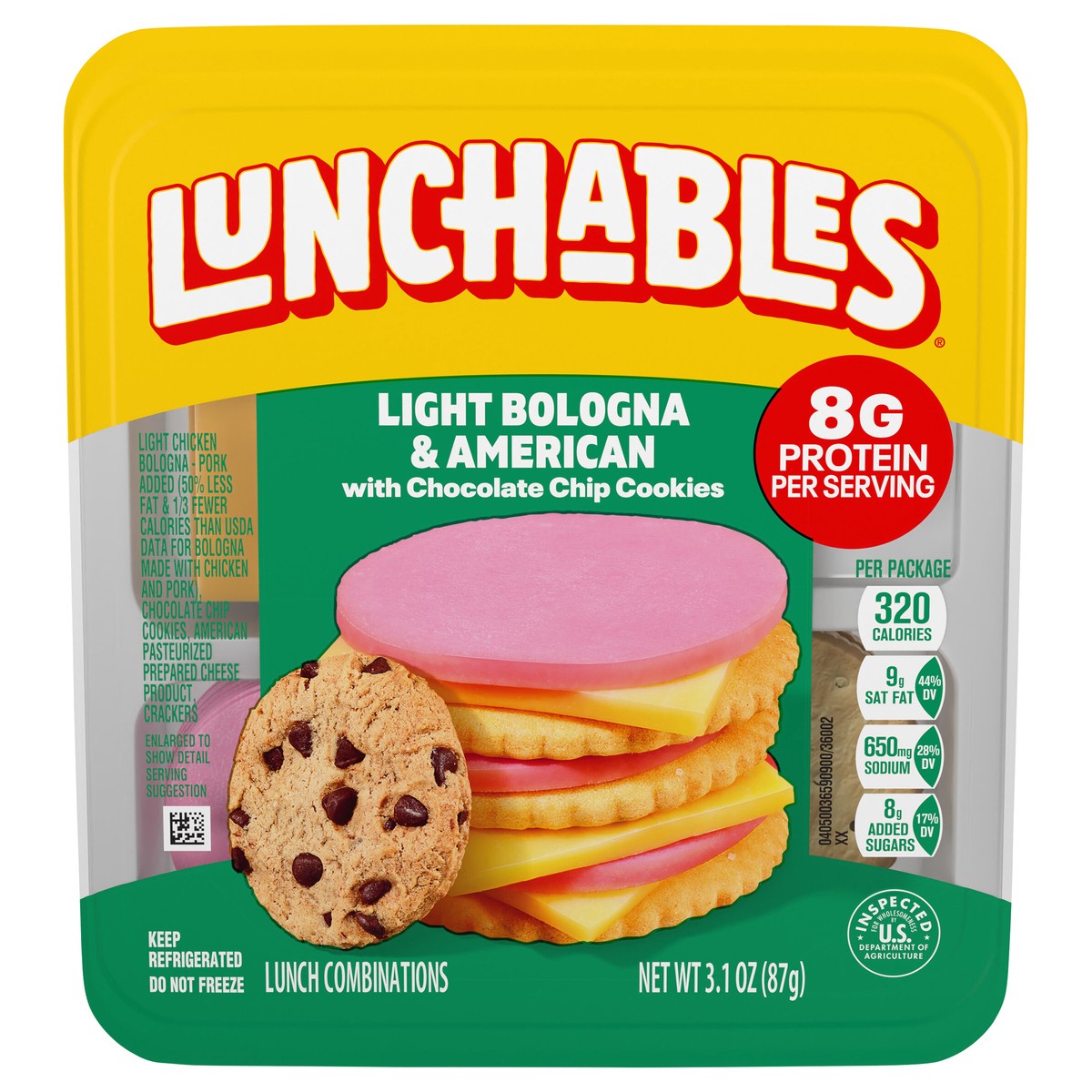 slide 1 of 5, Lunchables Light Bologna & American with Chocolate Chip Cookies, 3.1 oz Pack, 3.1 oz