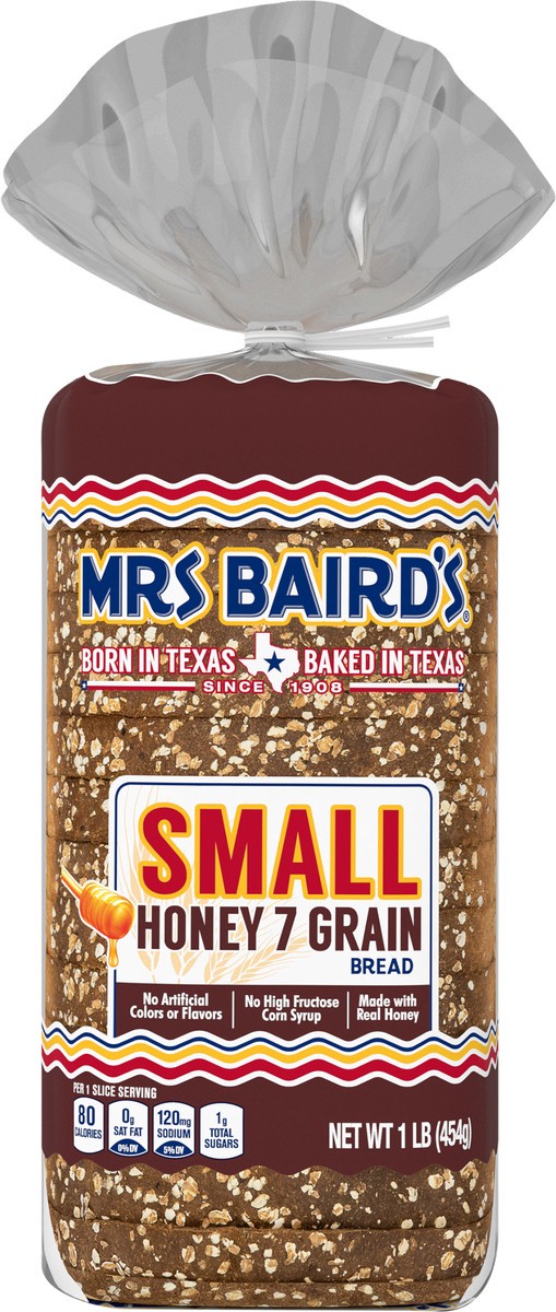 slide 9 of 14, Mrs. Baird's Small Honey 7 Grain Bread, 16 oz, Grains & Honey Multigrain Bread, Bag, 16 oz