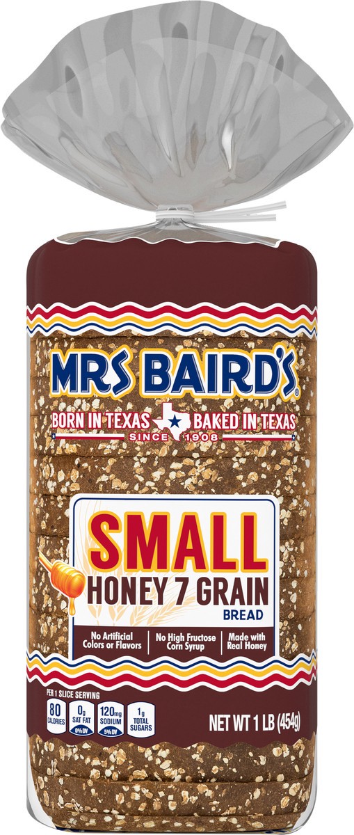 slide 14 of 14, Mrs. Baird's Small Honey 7 Grain Bread, 16 oz, Grains & Honey Multigrain Bread, Bag, 16 oz