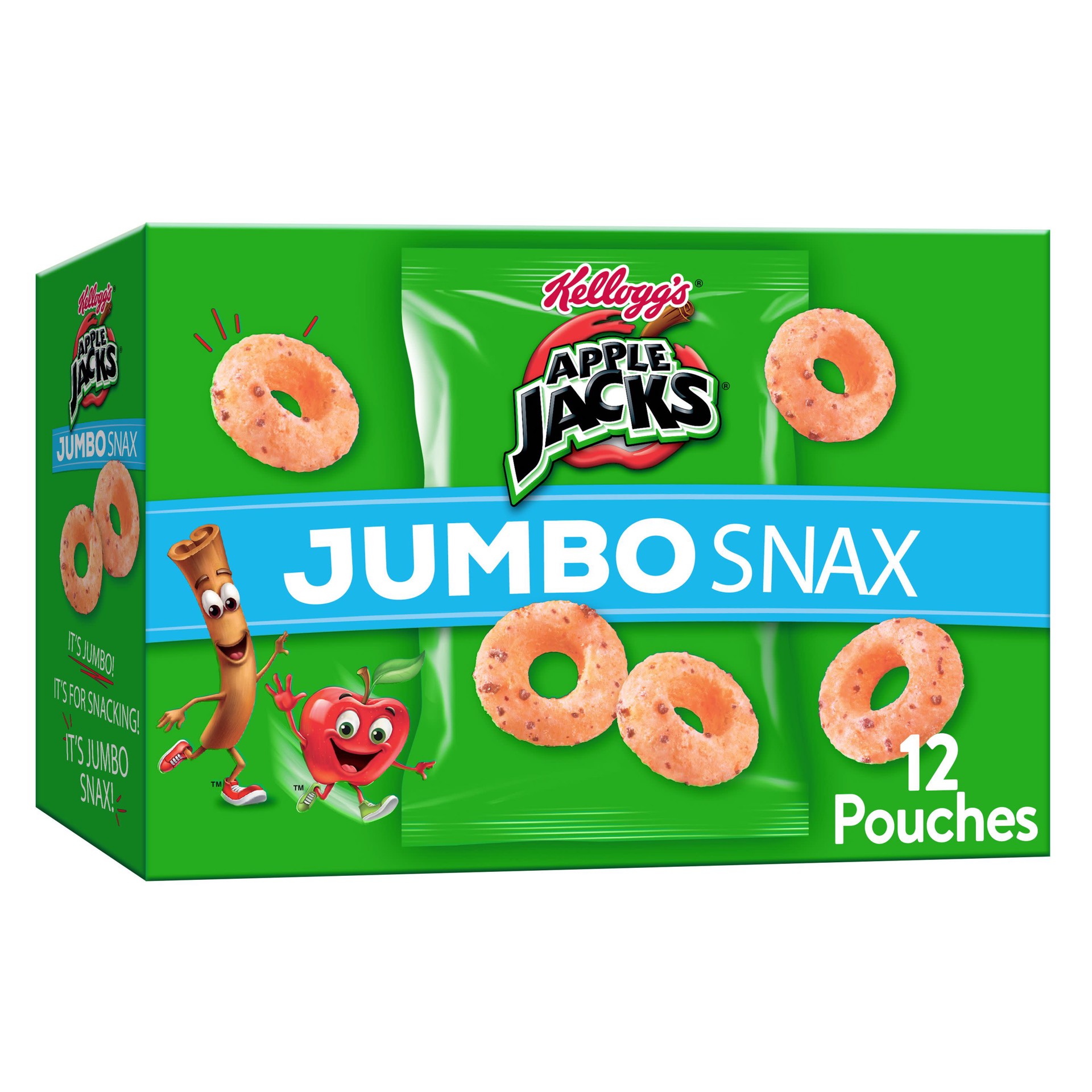 slide 1 of 5, Apple Jacks Kellogg's Apple Jacks Jumbo Snax Cereal Snacks Original, 5.4 oz, 12 Count, 12 ct