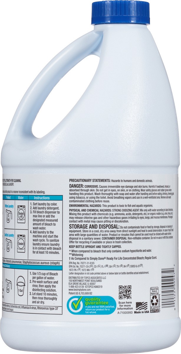 slide 9 of 10, Simply Done Concentrated Bleach Regular Scent, 81 fl oz