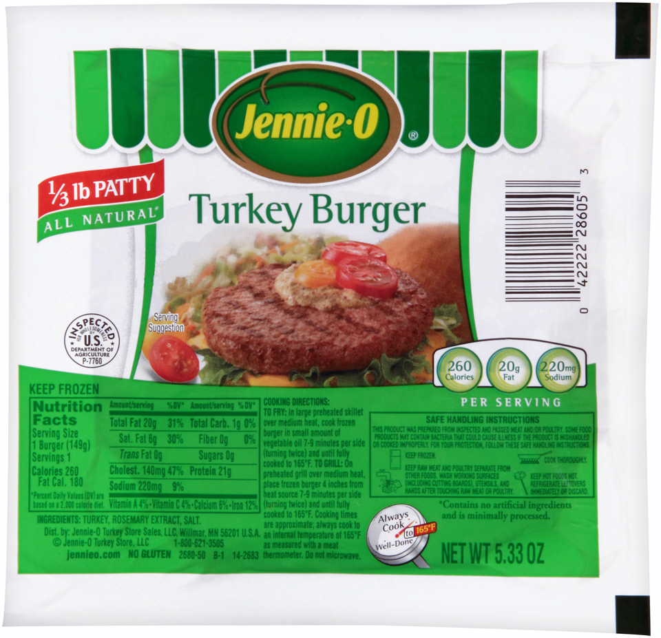 slide 1 of 1, Jennie-O Turkey Burger Single, 5.33 oz