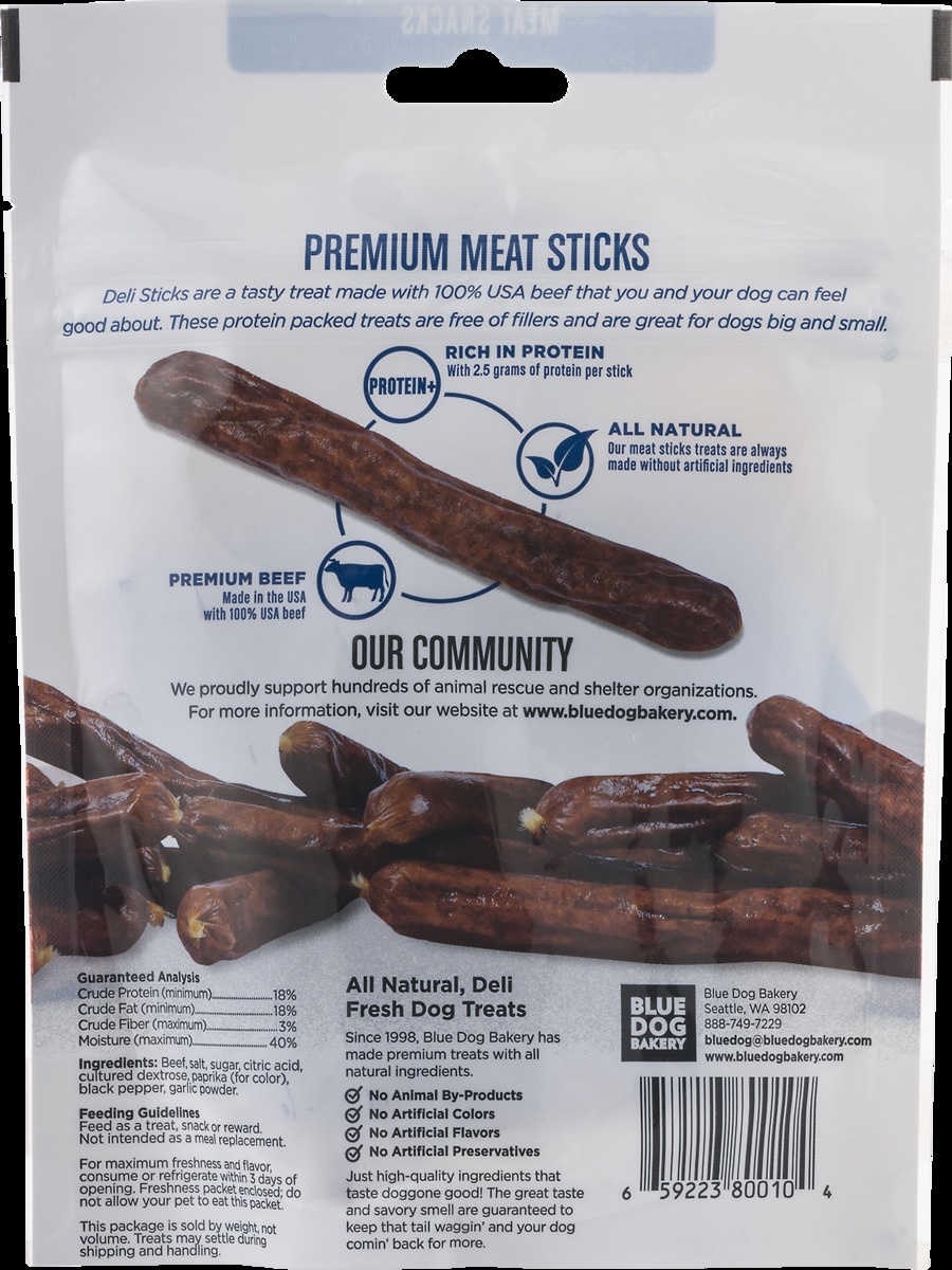 slide 9 of 9, Blue Dog Bakery Treats For Dogs, Healthy, Beef, Deli Sticks, 4.8 oz