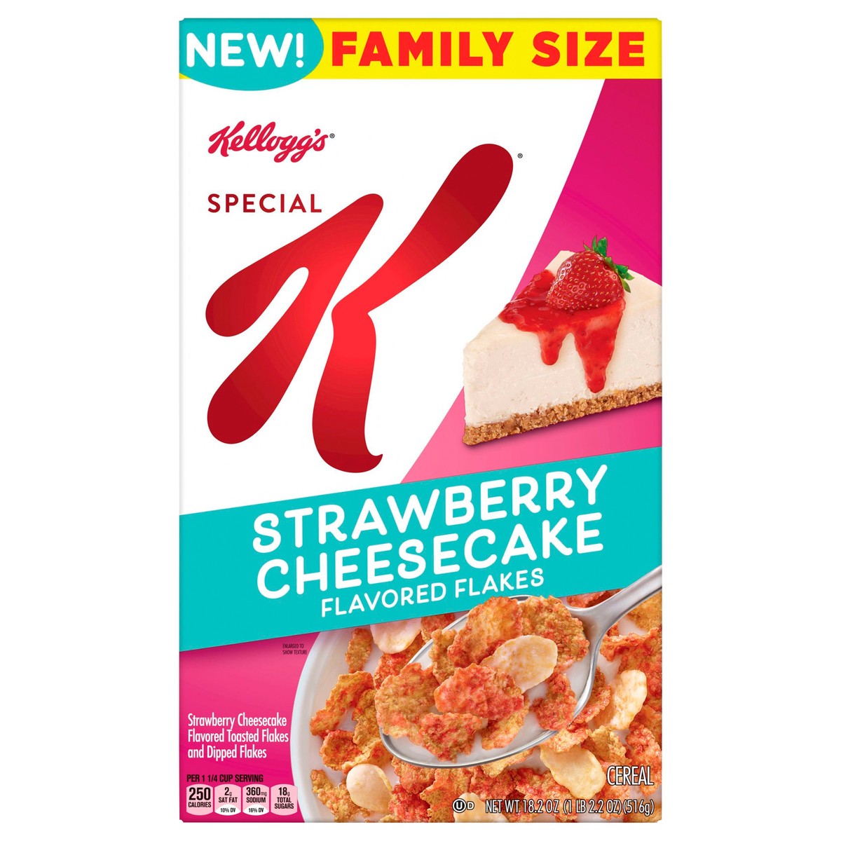 slide 6 of 9, Special K Kellogg's Special K Cold Breakfast Cereal, 11 Vitamins and Minerals, Anytime Snacks, Family Size, Strawberry Cheesecake, 18.2oz Box, 1 Box, 18.2 oz