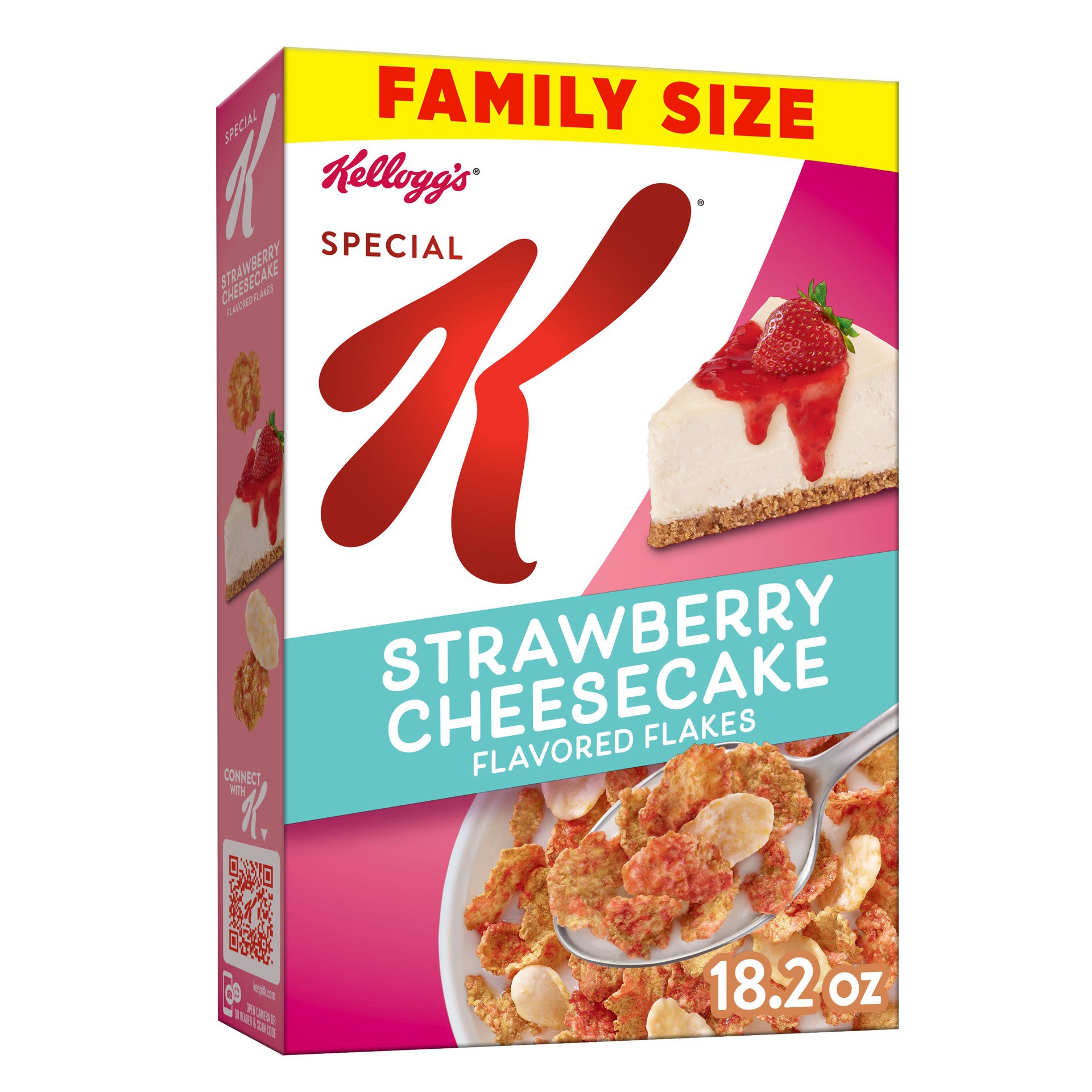 slide 1 of 9, Special K Kellogg's Special K Cold Breakfast Cereal, 11 Vitamins and Minerals, Anytime Snacks, Family Size, Strawberry Cheesecake, 18.2oz Box, 1 Box, 18.2 oz