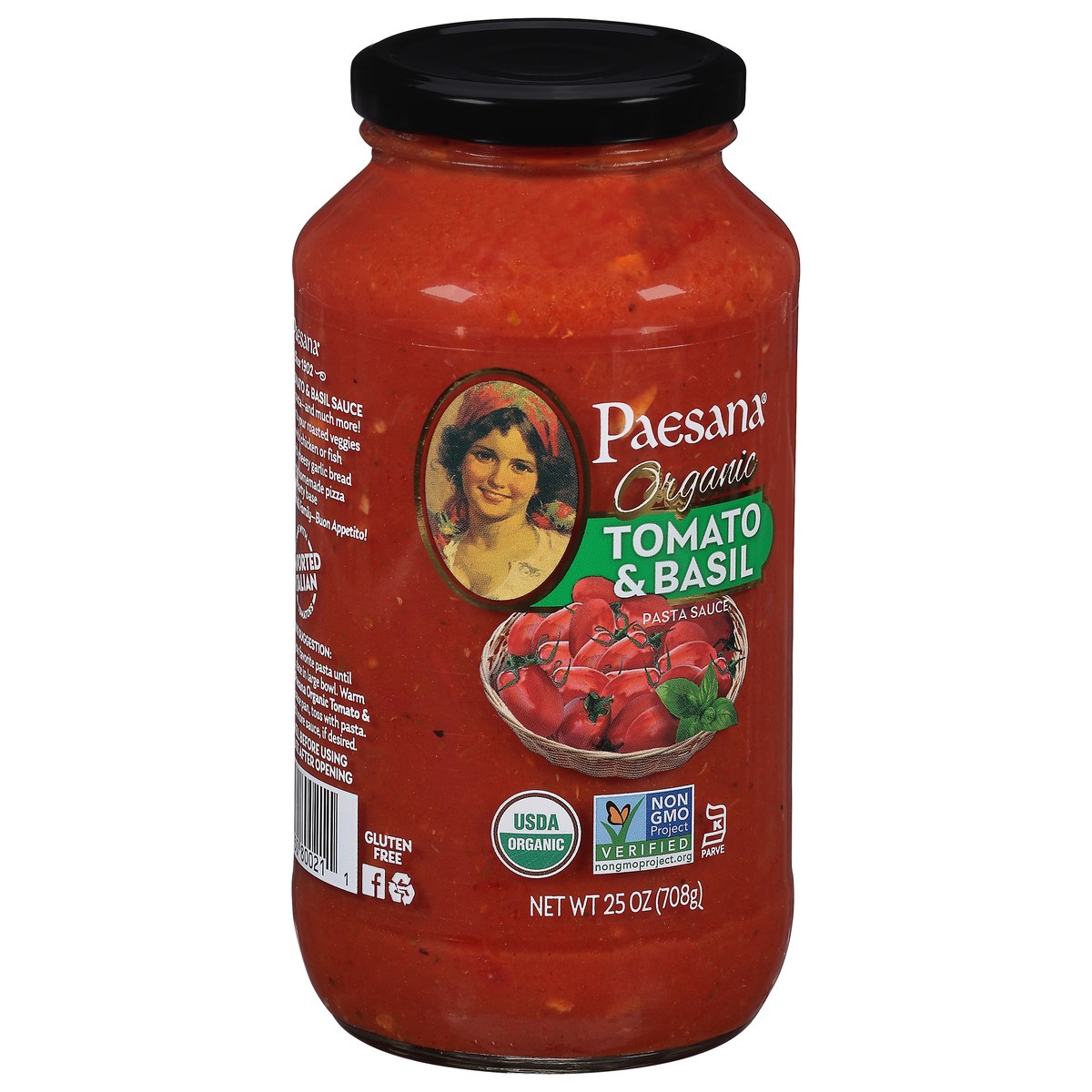slide 2 of 9, Paesana Organic Tomato & Basil Pasta Sauce 25 oz, 25 oz