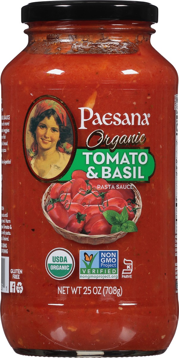 slide 6 of 9, Paesana Organic Tomato & Basil Pasta Sauce 25 oz, 25 oz