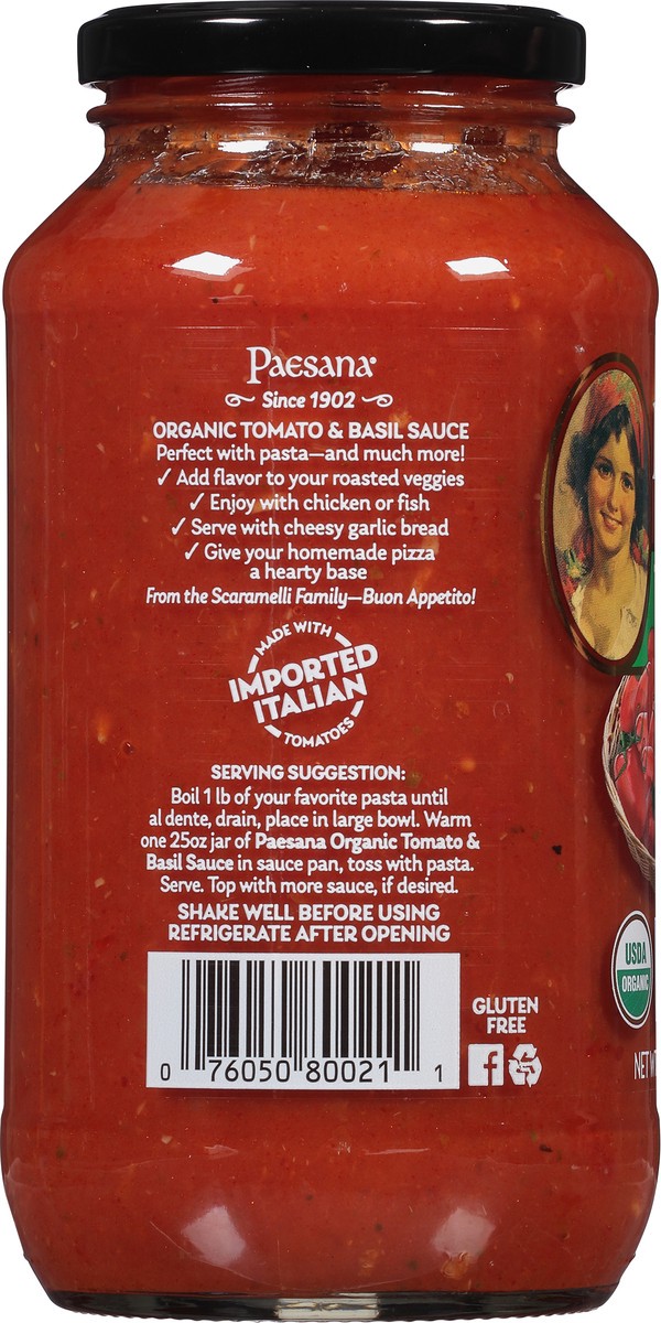 slide 7 of 9, Paesana Organic Tomato & Basil Pasta Sauce 25 oz, 25 oz