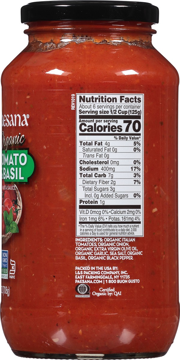slide 8 of 9, Paesana Organic Tomato & Basil Pasta Sauce 25 oz, 25 oz