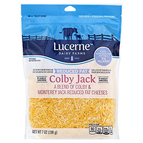 slide 1 of 1, Lucerne Cheese Finely Shredded Colby Jack Reduced Fat, 7 oz