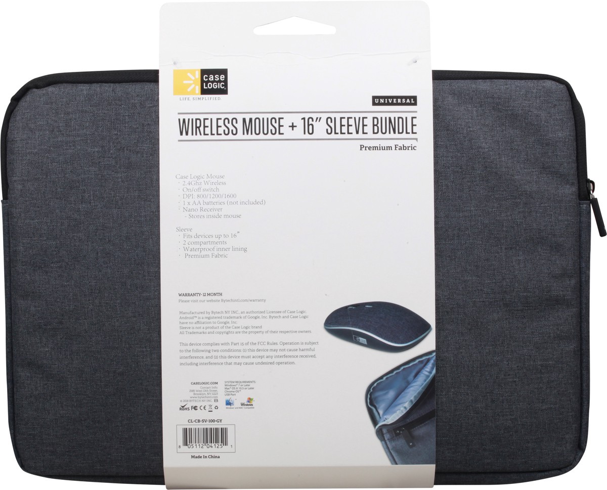 slide 2 of 9, Case Logic Wireless Mouse + 16 Inch Sleeve Bundle 1 ea, 1 ct