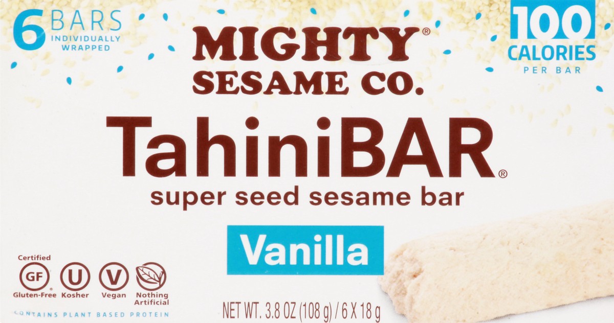 slide 9 of 10, Mighty Sesame Co. Vanilla Bars, 3.8 oz