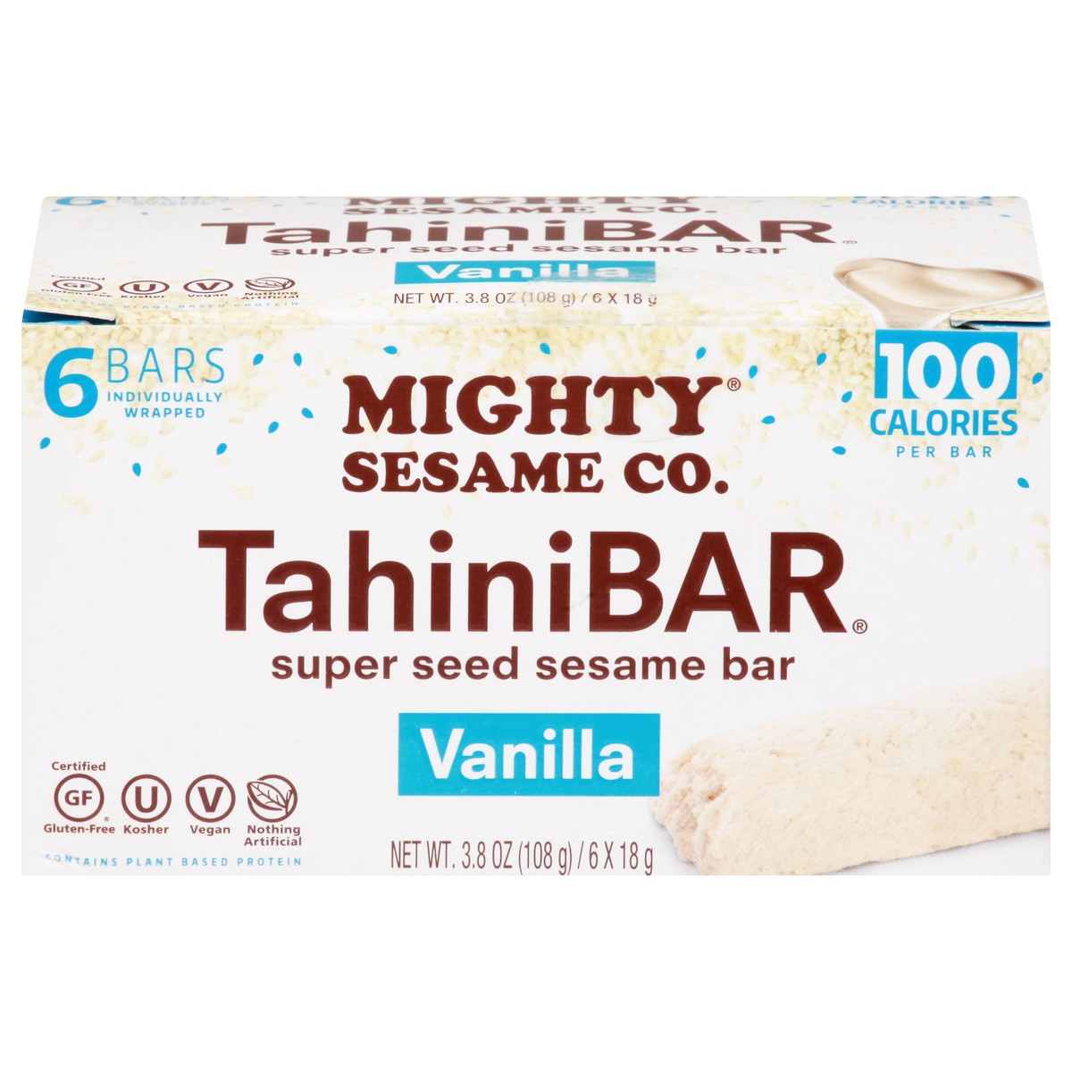 slide 1 of 10, Mighty Sesame Co. Vanilla Bars, 3.8 oz