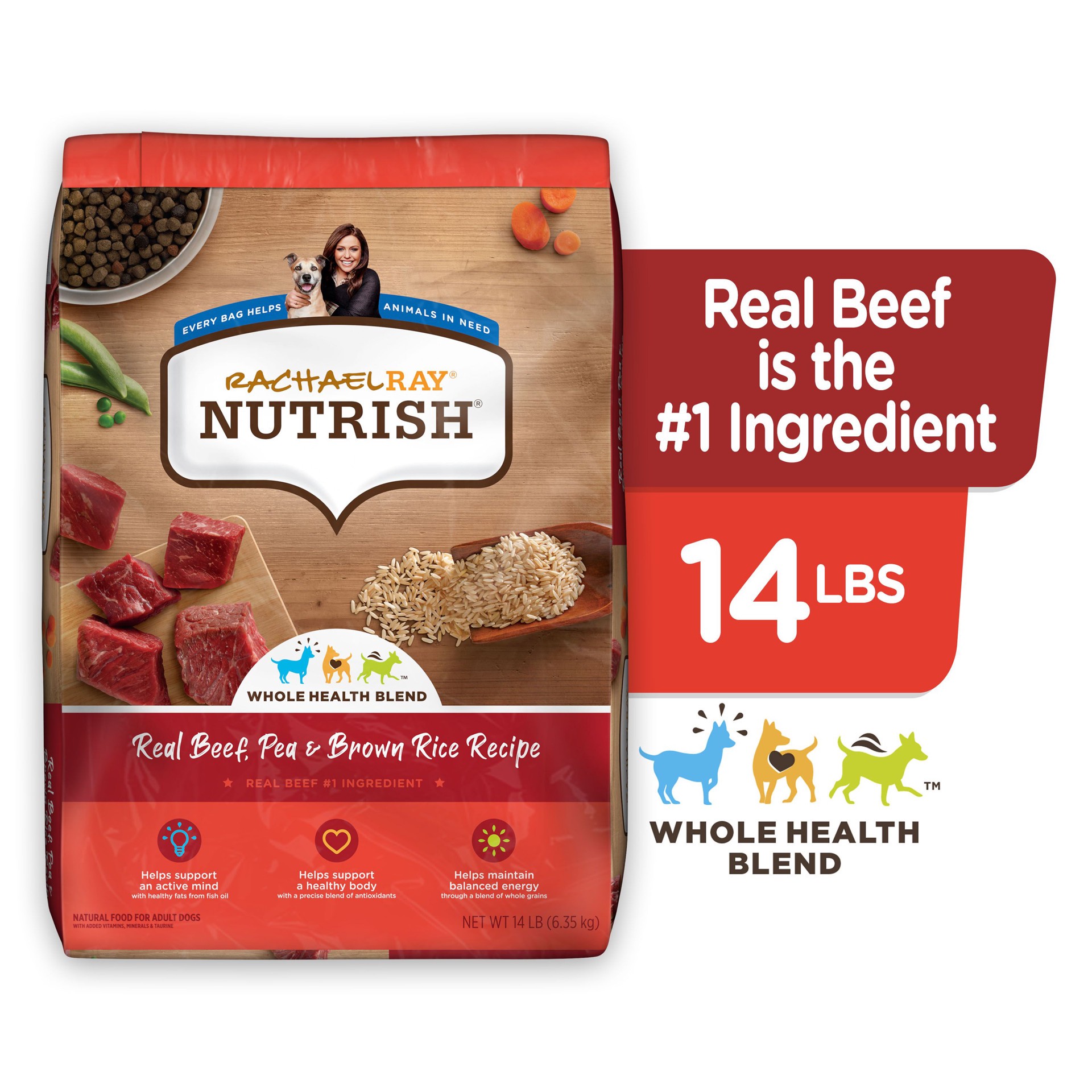 slide 7 of 10, Rachael Ray Nutrish Real Beef, Pea & Brown Rice Recipe Dry Dog Food, 14 lb. Bag, 14 lb