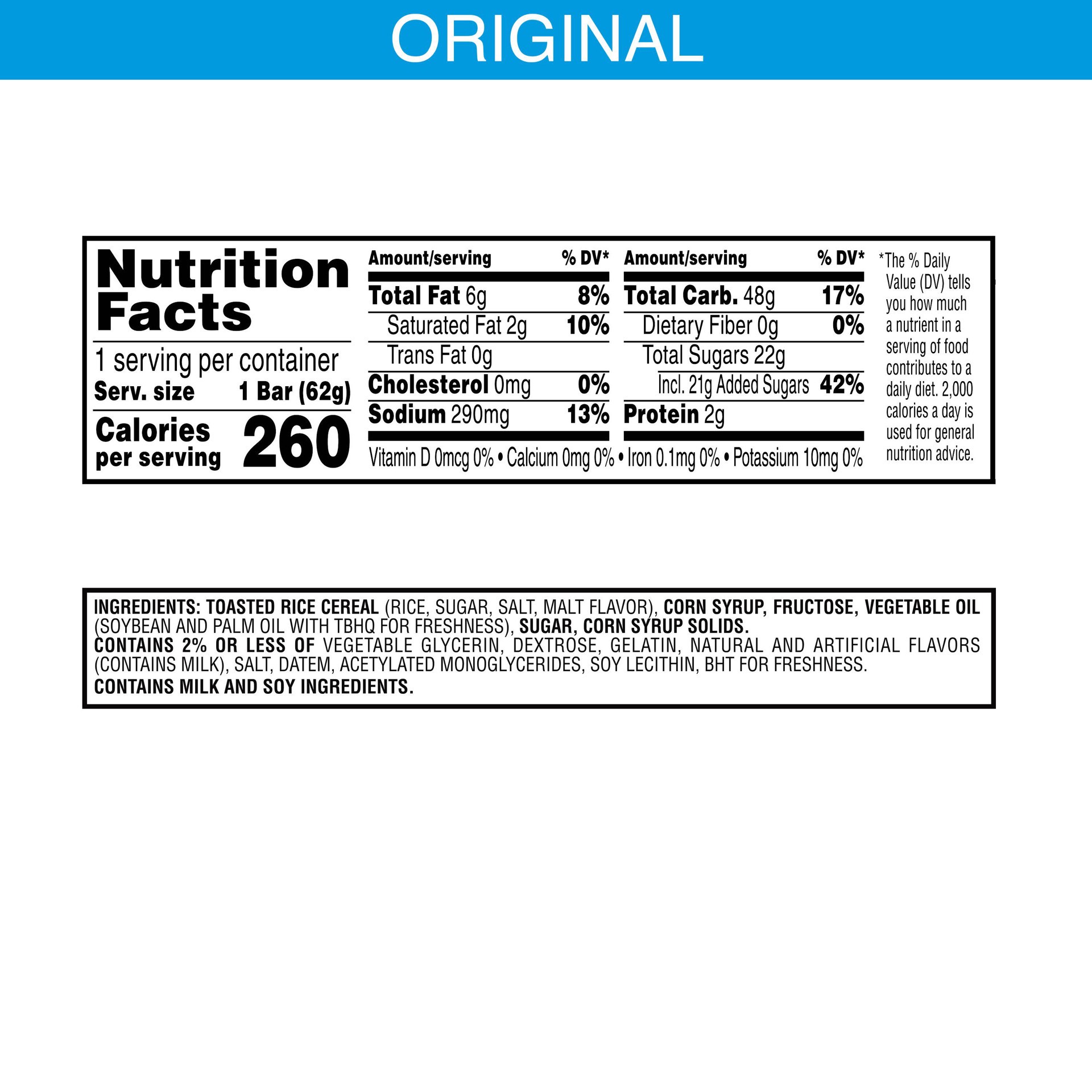 slide 4 of 5, Rice Krispies Treats Marshmallow Snack Bar, Kids Snacks, School Lunch, Original, 2.2oz Bar, 1 Bar, 2.2 oz