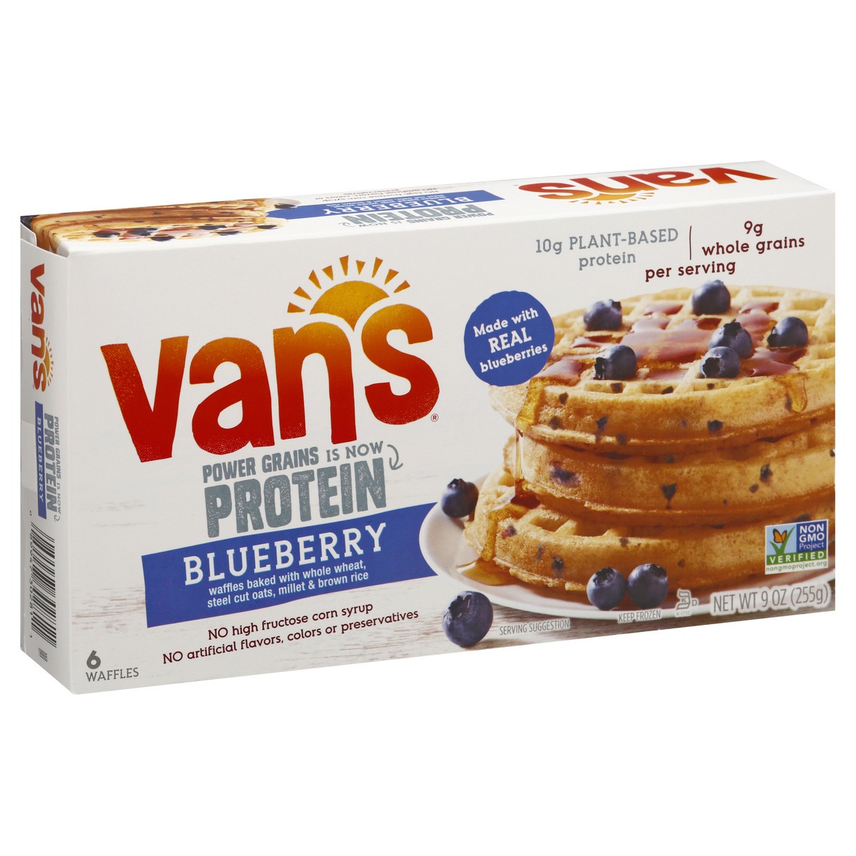 slide 4 of 11, Van's Power Grain Waffles Blueberry, 9 oz