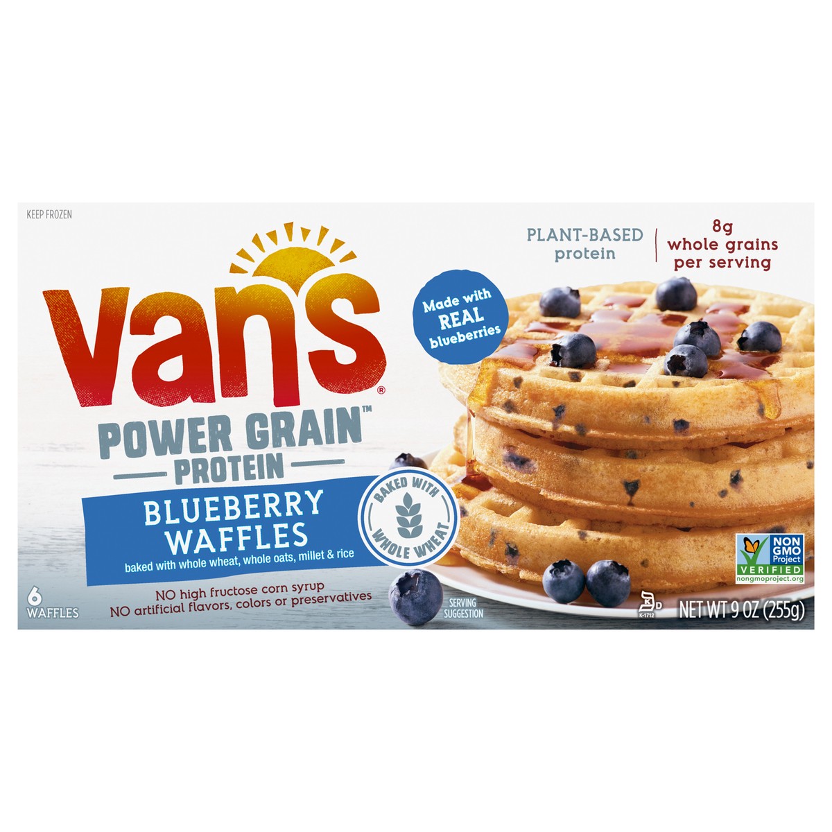 slide 1 of 11, Van's Frozen Waffle Protein Blueberry 9oz, 9 oz