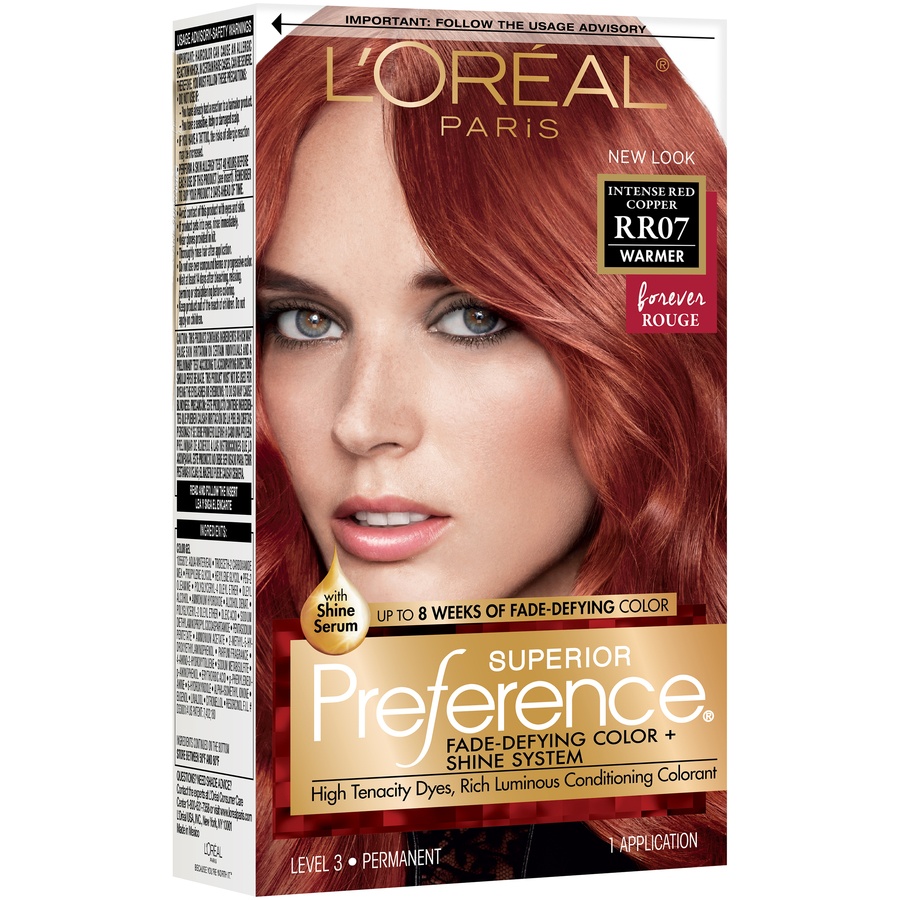 slide 3 of 8, L'Oréal Paris Superior Preference Hair Color Warmer RR07 Intense Red Copper, 1 ct