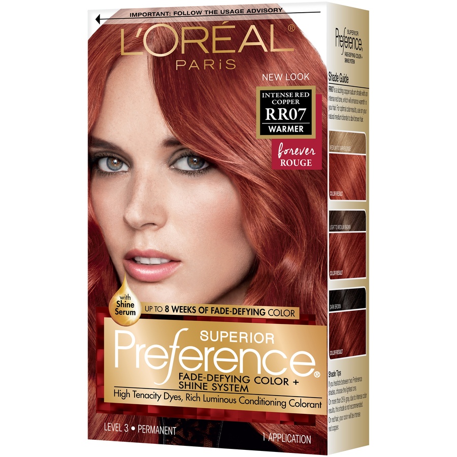 slide 4 of 8, L'Oréal Paris Superior Preference Hair Color Warmer RR07 Intense Red Copper, 1 ct