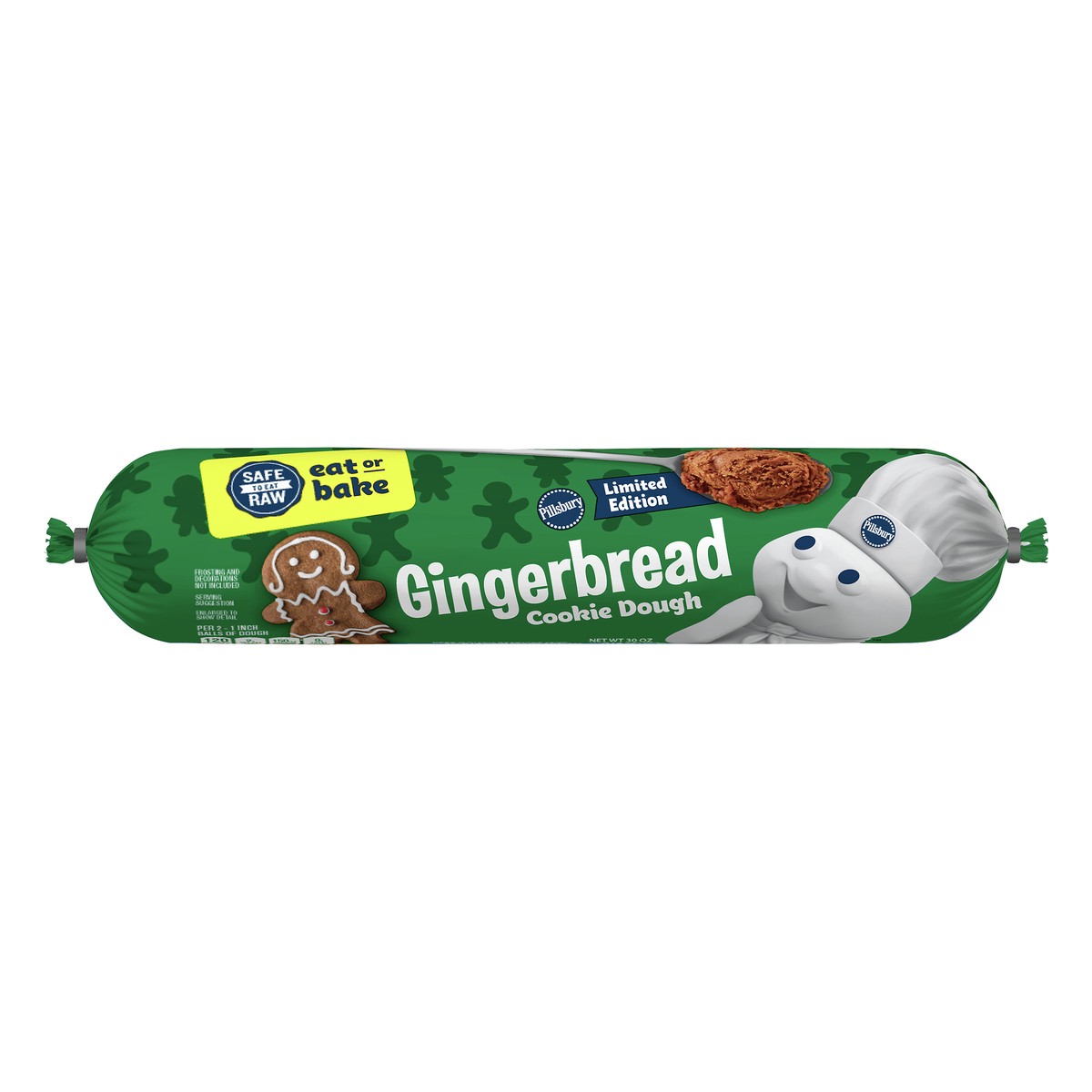 slide 1 of 1, Pillsbury Gingerbread Refrigerated Cookie Dough, 30oz, 30 oz