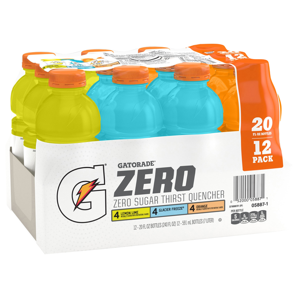 slide 1 of 1, Gatorade Zero Zero Sugar Thirst Quencher Variety 20 Fl Oz, 12 Count, 12 ct