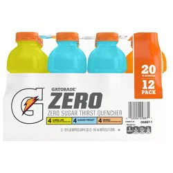 Gatorade Zero Zero Sugar Thirst Quencher Variety 20 Fl Oz, 12 Count