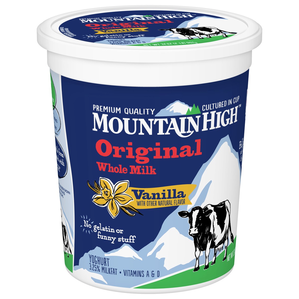 slide 4 of 9, Mountain High, Original Whole Milk Yogurt, Vanilla, Gluten Free Snacks, 32 OZ Yogurt Container, 32 oz