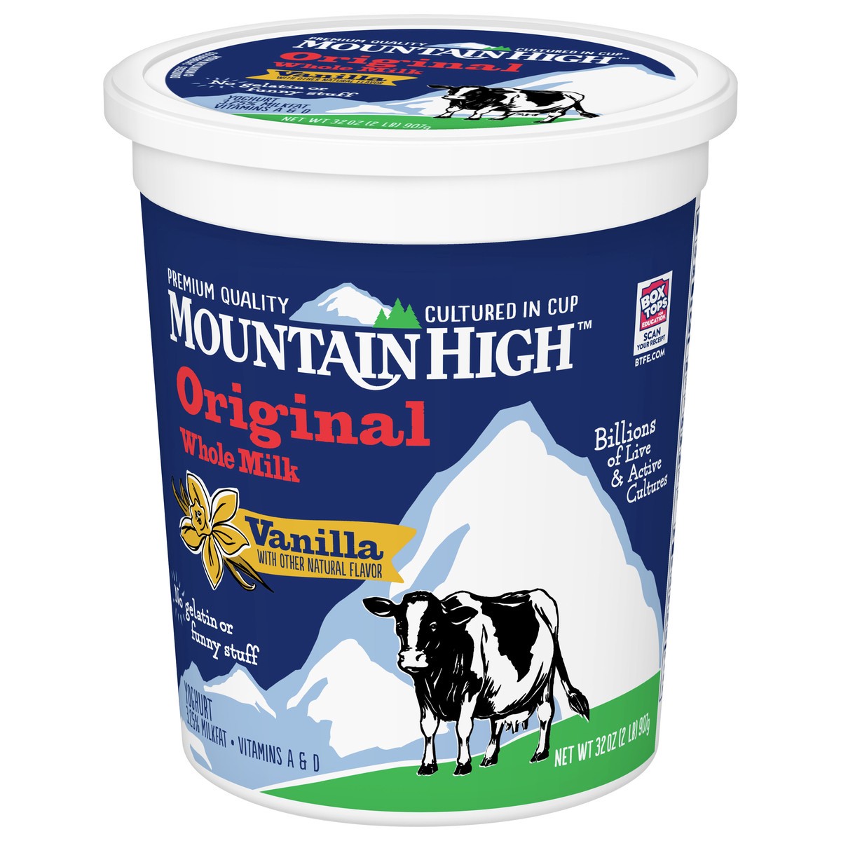 slide 6 of 9, Mountain High, Original Whole Milk Yogurt, Vanilla, Gluten Free Snacks, 32 OZ Yogurt Container, 32 oz