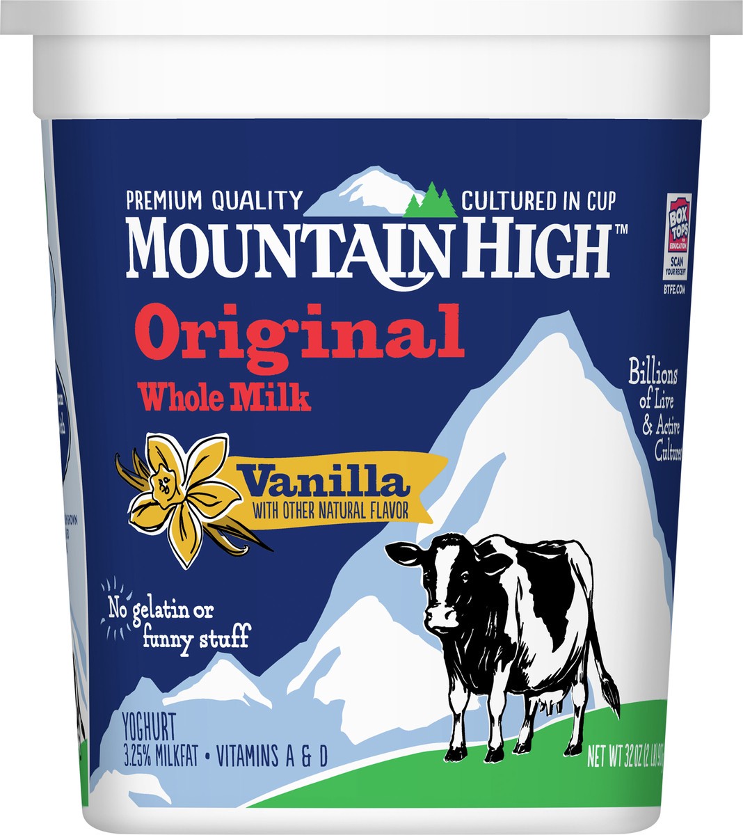 slide 2 of 9, Mountain High, Original Whole Milk Yogurt, Vanilla, Gluten Free Snacks, 32 OZ Yogurt Container, 32 oz