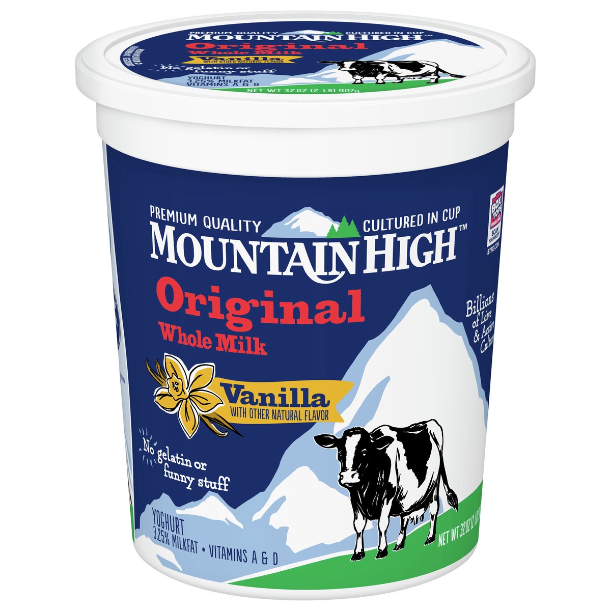 slide 1 of 9, Mountain High, Original Whole Milk Yogurt, Vanilla, Gluten Free Snacks, 32 OZ Yogurt Container, 32 oz