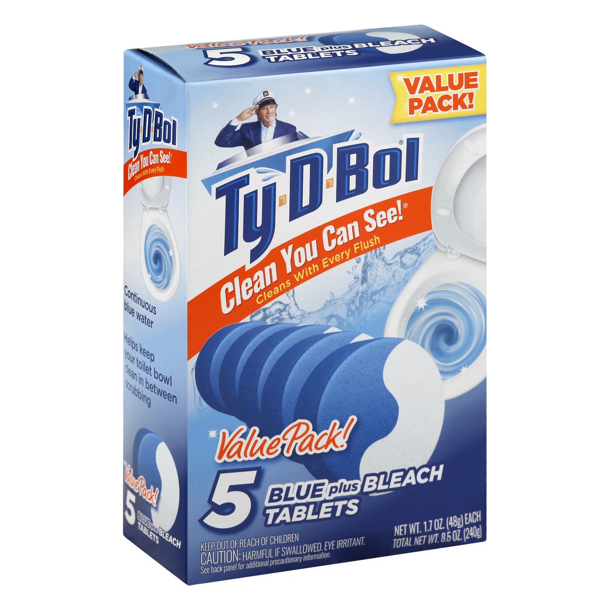 slide 2 of 8, Ty-D-Bol Blue Bleach Tablet Continuous Water, 5 ct; 1.7 oz