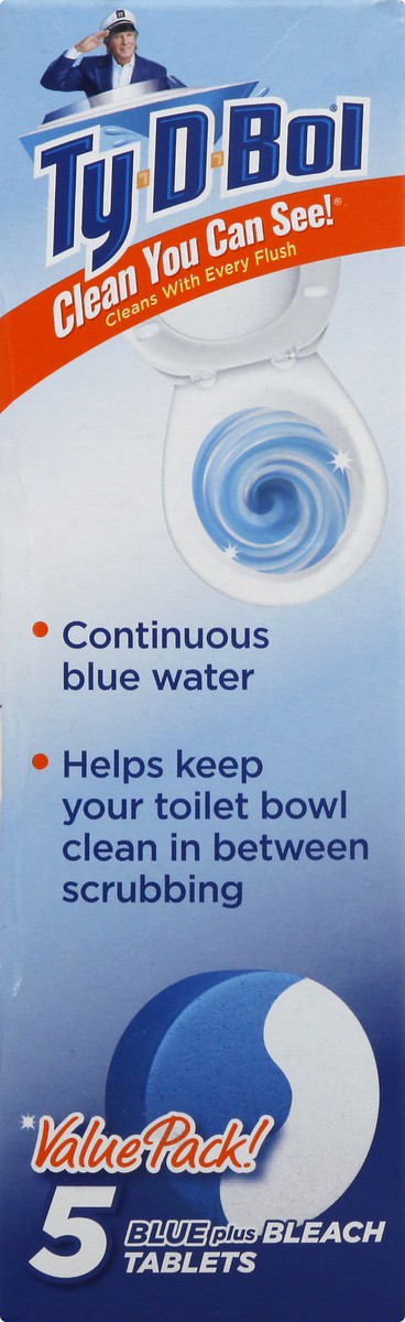 slide 5 of 8, Ty-D-Bol Blue Bleach Tablet Continuous Water, 5 ct; 1.7 oz