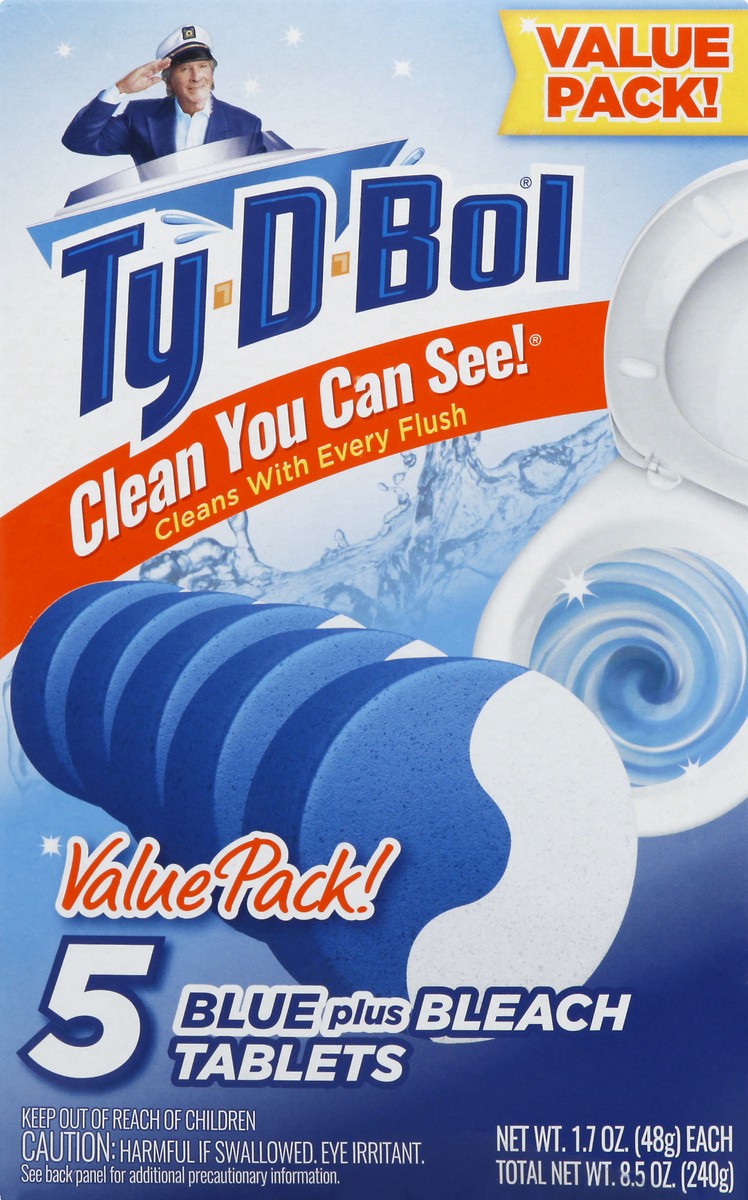 slide 7 of 8, Ty-D-Bol Blue Bleach Tablet Continuous Water, 5 ct; 1.7 oz