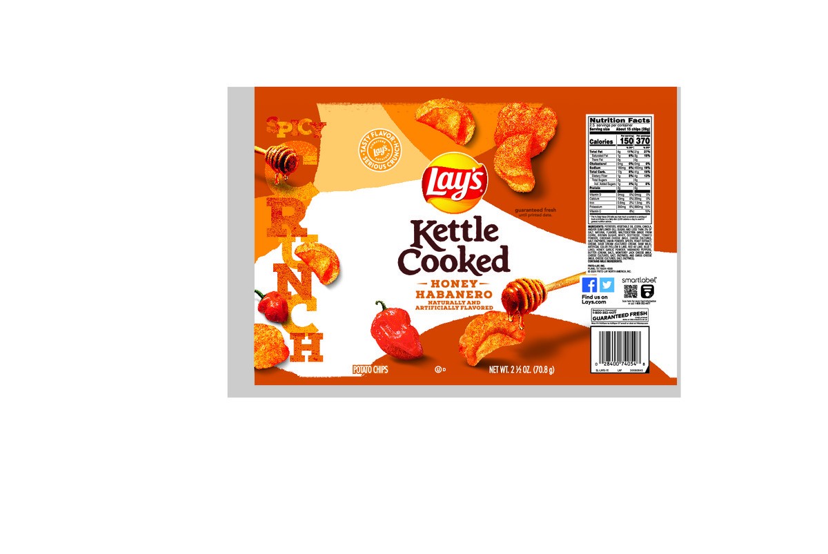 slide 2 of 8, Lay's Kettle Cooked Potato Chips Honey Habanero 2 1/2 Oz, 1 ct