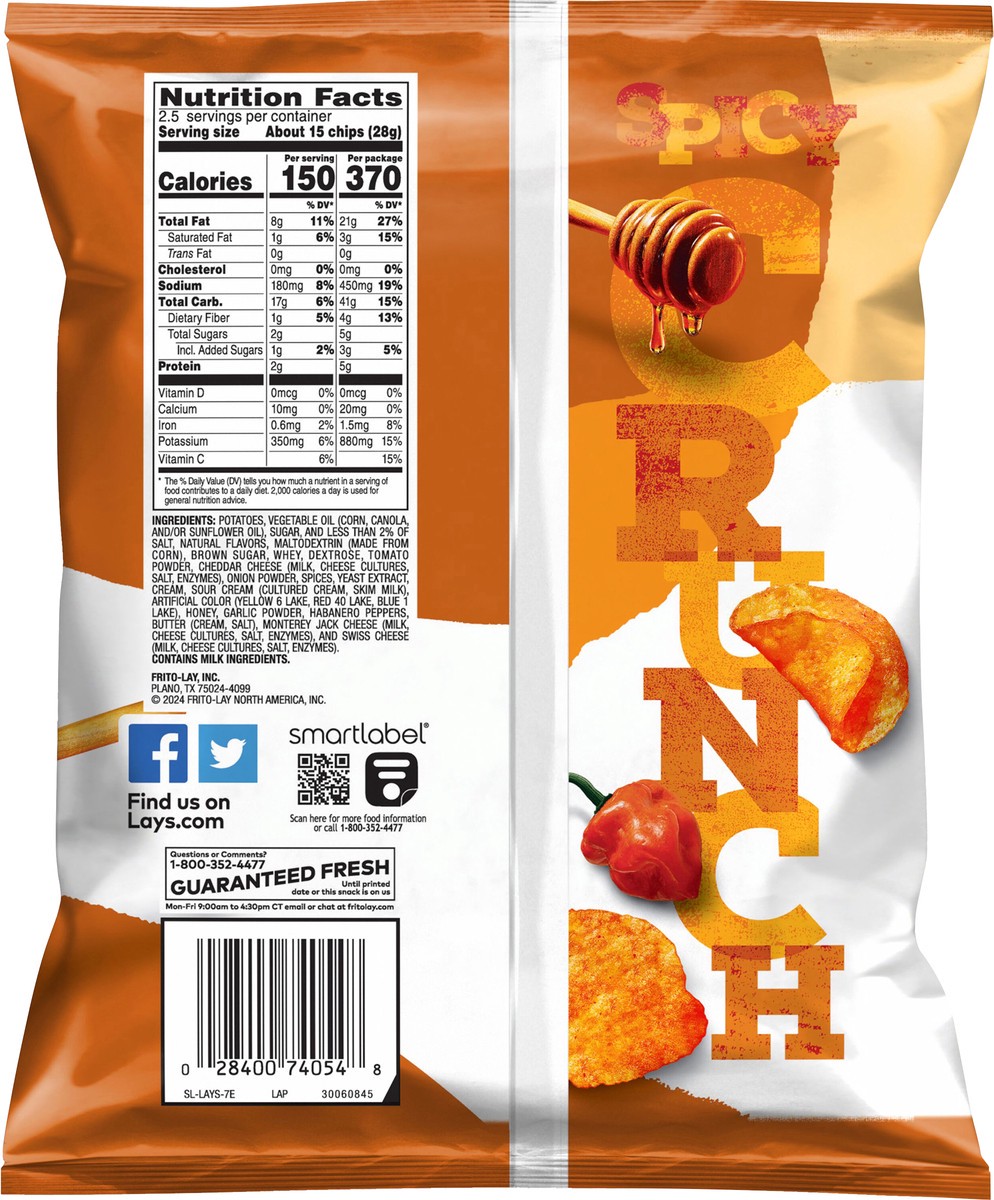 slide 5 of 8, Lay's Kettle Cooked Potato Chips Honey Habanero 2 1/2 Oz, 1 ct