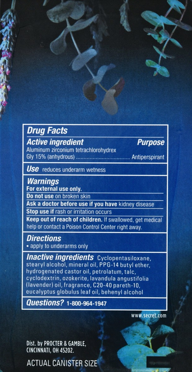 slide 5 of 10, Secret 48 Hr Invisible Solid Lavender + Eucalyptus Antiperspirant 1.6 oz, 1.6 oz