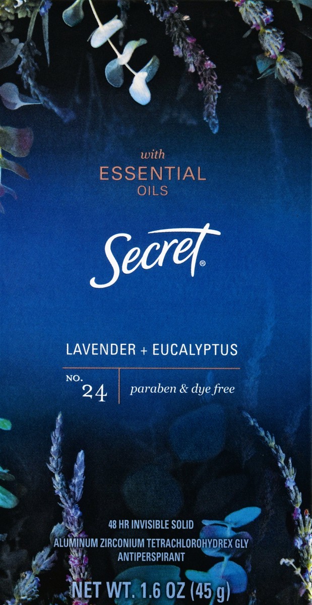 slide 6 of 10, Secret 48 Hr Invisible Solid Lavender + Eucalyptus Antiperspirant 1.6 oz, 1.6 oz