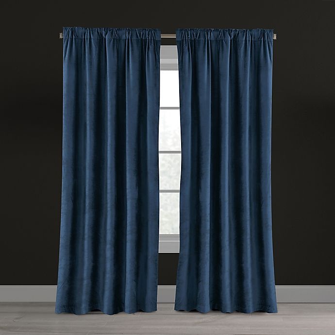 slide 1 of 1, Chic Home Velvet Plush Nest Rod Pocket/Back Tab Lined Window Curtain Panel - Navy, 108 in