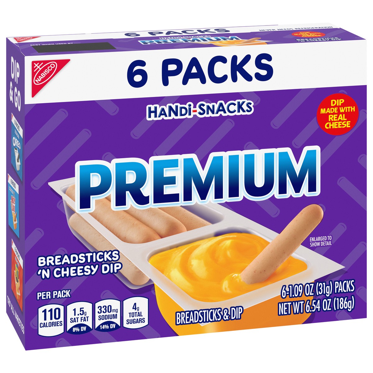 slide 2 of 9, Nabisco Premium Breadsticks N Cheesy Dip 6 - 1.09 oz Packs, 6 ct