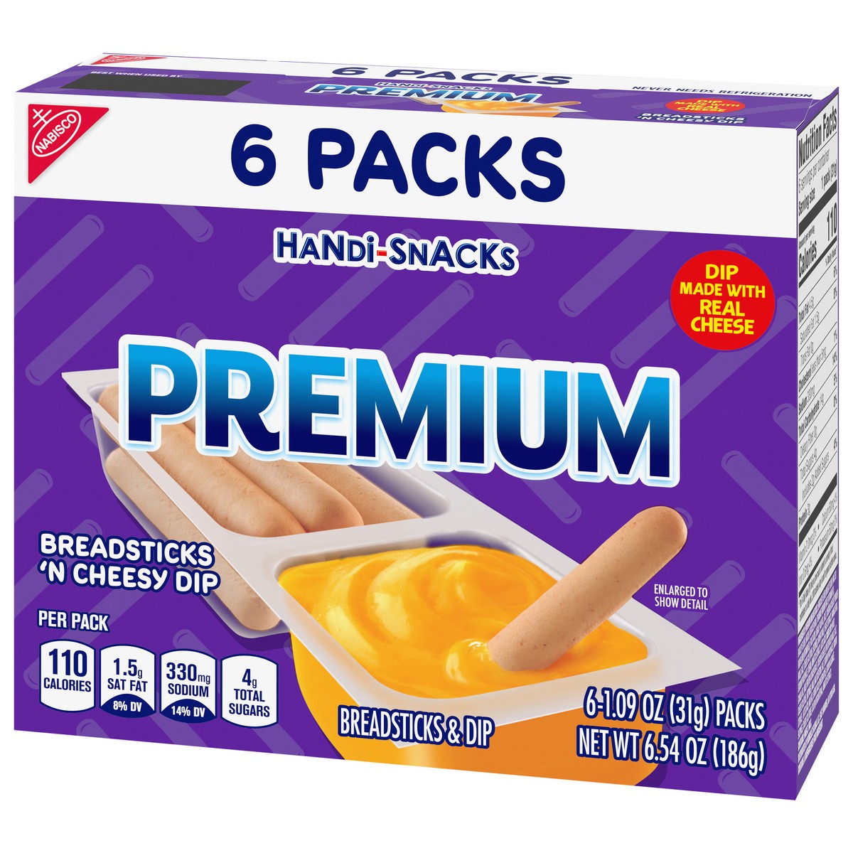 slide 3 of 9, Nabisco Premium Breadsticks N Cheesy Dip 6 - 1.09 oz Packs, 6 ct
